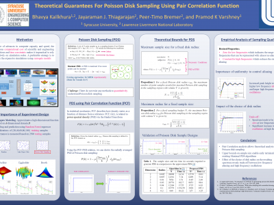 Theoretical guarantees for Poisson disk sampling using pair correlation function